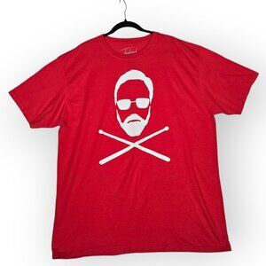 Taylored of London Red Bearded Drummer Graphic T-Shirt 2XL Red White